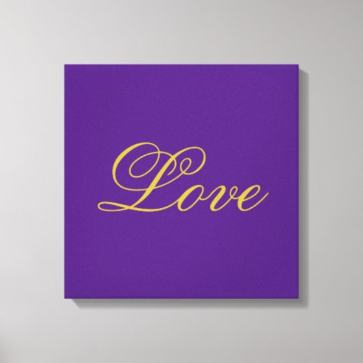 Gouden Kleur Script Liefde Paarse Calligrafie Canvas Afdruk (Voorkant)