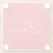 Gouden Kleur Script Rood Liefde Bruiloft Kalligraf Glazen Onderzetter (Achterkant)