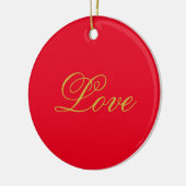 Gouden Kleur Script Rood Liefde Bruiloft Kalligraf Keramisch Ornament (Links)