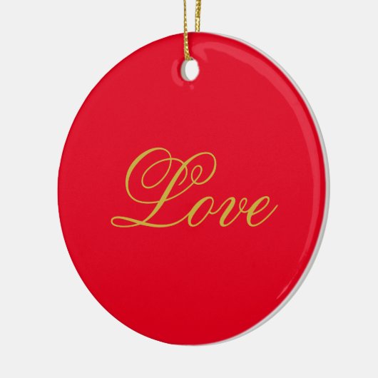 Gouden Kleur Script Rood Liefde Bruiloft Kalligraf Keramisch Ornament (Links)