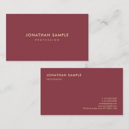 Gouden Kleur Tekst Elegant Minimaal Ontwerp Luxe Visitekaartje (Voorkant / Achterkant)