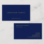 Gouden Kleur Tekst Premium Dik Luxe Blauw Visitekaartje (Voorkant / Achterkant)