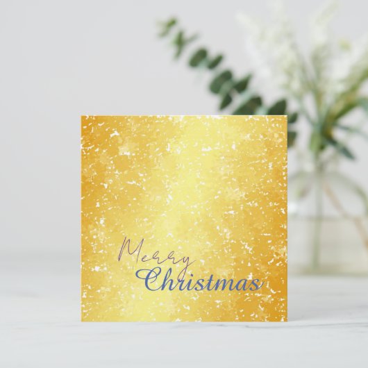 Gouden Kleur Vrolijk Kerstmis Familie Bericht Nieu Feestdagenkaart (Staand voorkant)