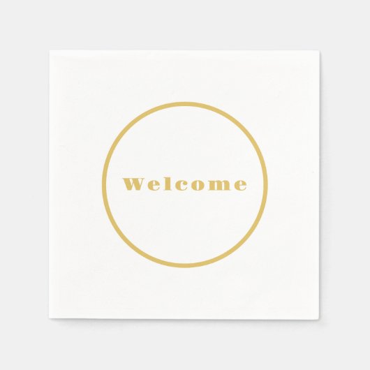 Gouden Kleur Welkom Feest Minimalistische Professi Servet (Voorkant)