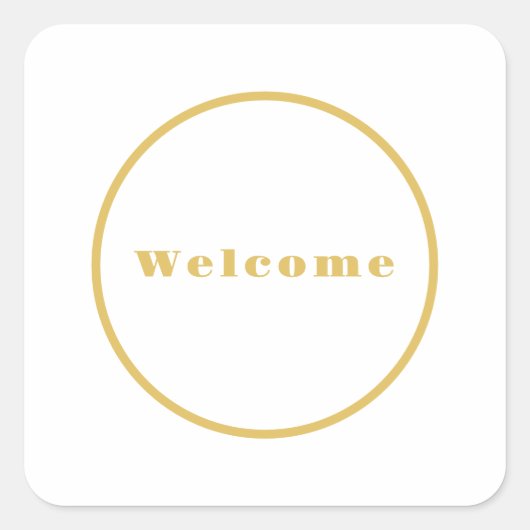 Gouden Kleur Welkom Feest Minimalistische Professi Vierkante Sticker (Voorkant)