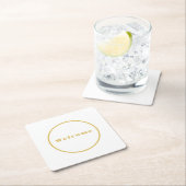 Gouden kleur welkomstfeest minimalistisch professi kartonnen onderzetters (Insitu)