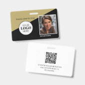 Gouden kleur witte personeels-ID-foto-logo Badge (Voor- en achterkant)