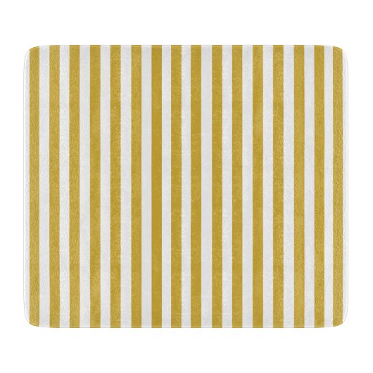 Gouden Kleur & Witte Strepen Gestreept Snijplank (Voorkant)