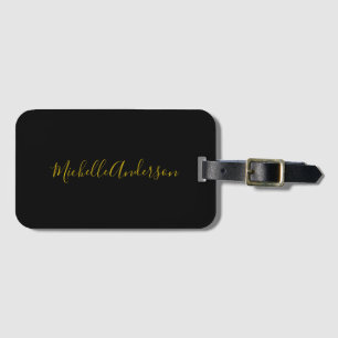 Gouden Kleur Zwart Modern Minimalistisch Handgesch Bagagelabel