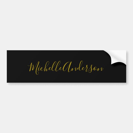 Gouden Kleur Zwart Modern Minimalistisch Handgesch Bumpersticker (Voorkant)