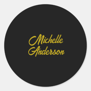 Gouden Kleur Zwart Modern Minimalistisch Handgesch Ronde Sticker