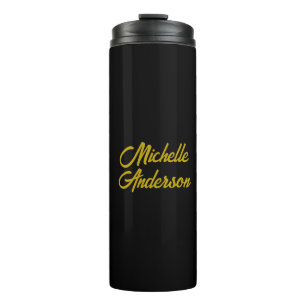 Gouden Kleur Zwart Modern Minimalistisch Handgesch Thermosbeker