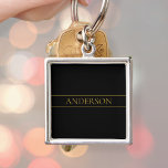 gouden kleuren en regels voor Classy Gold Sleutelhanger<br><div class="desc">Uw eigen naam of merk.</div>