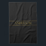 gouden kleuren en regels voor Classy Gold Theedoek<br><div class="desc">Uw eigen naam of merk.</div>