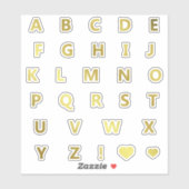 Gouden Kleuren Letters Monogram Sticker Pack Alfab (Vel)