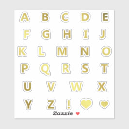 Gouden Kleuren Letters Monogram Sticker Pack Alfab