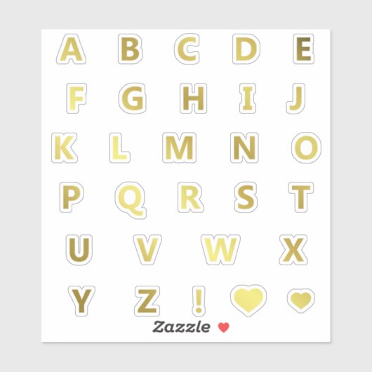 Gouden Kleuren Letters Monogram Sticker Pack Alfab (Vel)