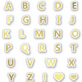 Gouden Kleuren Letters Monogram Sticker Pack Alfab