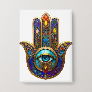Gouden Kleurrijke Hamsa Turquoise Saffier Derde Oo Button