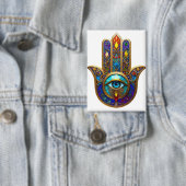 Gouden Kleurrijke Hamsa Turquoise Saffier Derde Oo Button (Insitu)