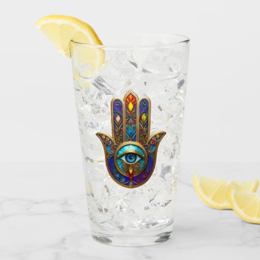 Gouden Kleurrijke Hamsa Turquoise Saffier Derde Oo Glas (Voorkant ijs)