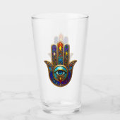 Gouden Kleurrijke Hamsa Turquoise Saffier Derde Oo Glas (Voorkant)