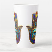 Gouden Kleurrijke Hamsa Turquoise Saffier Derde Oo Latte Mok (Voorkant)