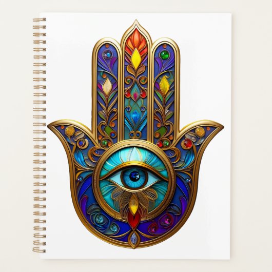 Gouden Kleurrijke Hamsa Turquoise Saffier Derde Oo Planner (Voorkant)