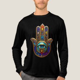 Gouden Kleurrijke Hamsa Turquoise Saffier Derde Oo Tri-Blend Shirt
