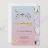 Gouden Kleurrijke Vlinders Ombre Verjaardag Kaart (Voorkant)