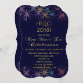 Gouden kleurrijke vuurwerk oudejaarsavond kaart (Voorkant / Achterkant)