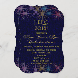 Gouden kleurrijke vuurwerk oudejaarsavond kaart