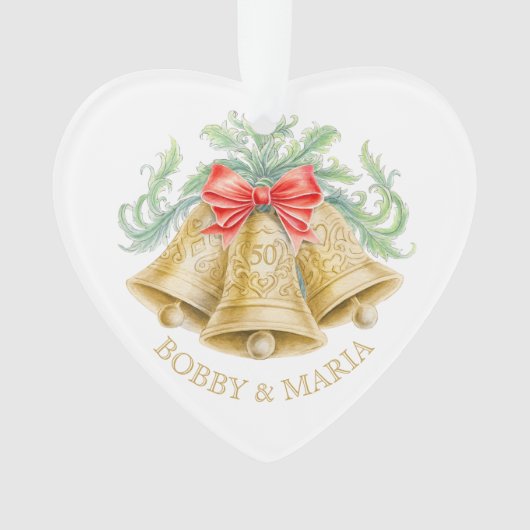 Gouden klokken 50ste huwelijksverjaardag gewoonte ornament (voorkant)