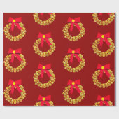 Gouden klokken krans rood inpakpapier (Vlak)