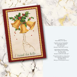Gouden klokken met Holly Longfellow Vintage Kaart