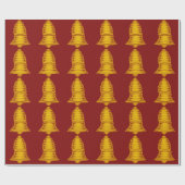 Gouden klokken op donkerrood inpakpapier (Vlak)