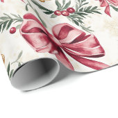 Gouden klokken Roze strikken Kerstmis Cadeaupapier (Rol Hoek)