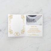 Gouden klokken Scrollwork Ontwerp Wedding Bedankkaart (Binnen)