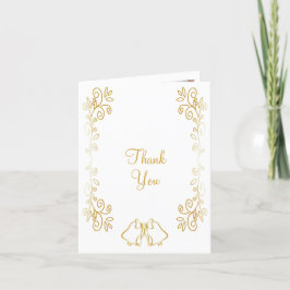 Gouden klokken Scrollwork Ontwerp Wedding Bedankkaart