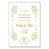 Gouden klokken Scrollwork Ontwerp Wedding Kaart (Achterkant)