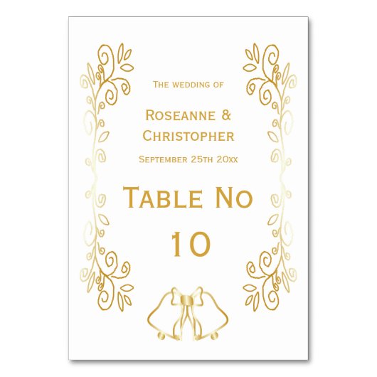 Gouden klokken Scrollwork Ontwerp Wedding Kaart (Achterkant)