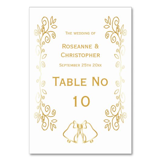 Gouden klokken Scrollwork Ontwerp Wedding Kaart (Voorkant)
