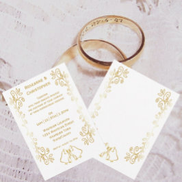 Gouden klokken Scrollwork Ontwerp Wedding Kaart