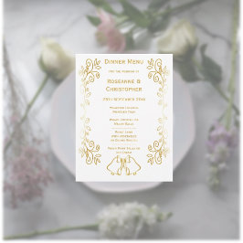 Gouden klokken Scrollwork Ontwerp Wedding Menu
