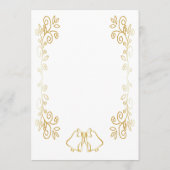 Gouden klokken Scrollwork Ontwerp Wedding Menu (Achterkant)