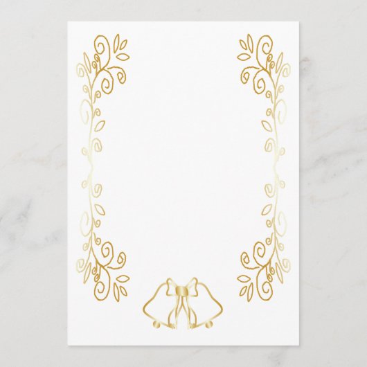 Gouden klokken Scrollwork Ontwerp Wedding Menu (Achterkant)