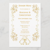Gouden klokken Scrollwork Ontwerp Wedding Menu (Voorkant)