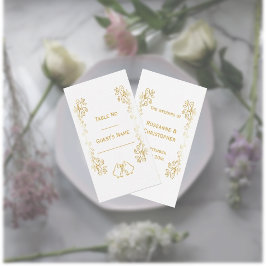 Gouden klokken Scrollwork Ontwerp Wedding Plaatskaartje