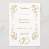 Gouden klokken Scrollwork Ontwerp Wedding Programmakaart (Voorkant)