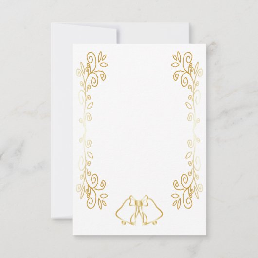Gouden klokken Scrollwork Ontwerp Wedding RSVP Kaartje (Achterkant)